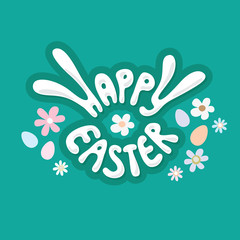Fototapeta premium Happy Easter green greeting card