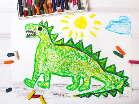 colorful  drawing: green dragon