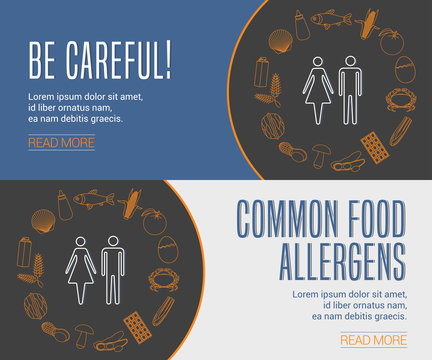 Collection of two templates for food allergens internet banners