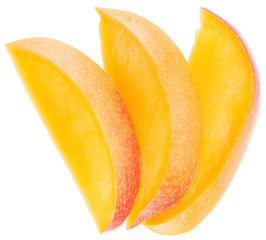 Naklejka na ściany i meble Slices of mango fruit over white. File contains clipping paths.