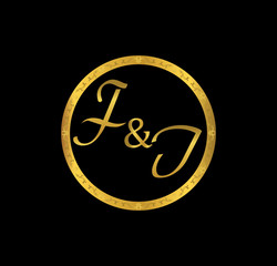 FI initial wedding in golden ring