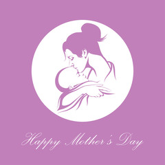 Silhouette of a mother and her child. Mothers day