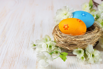 Obraz na płótnie Canvas eatster eggs in a nest