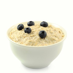 oatmeal porridge in bowl in white background