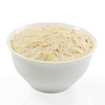 oatmeal porridge in bowl in white background