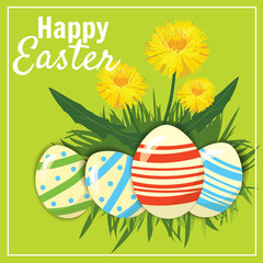 Easter card with eggs and flowers. Vector illustration EPS10
