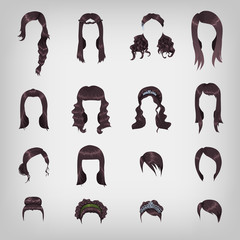 Assortment of female brunette hair