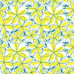 Floral abstract doodle vector seamless pattern