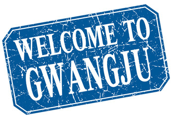 welcome to Gwangju blue square grunge stamp