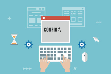 Vector flat concept of programming and coding