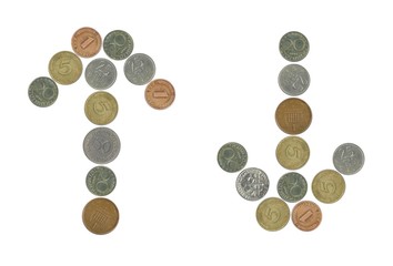 Old Coins Arrows,Up and Down