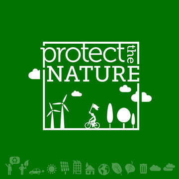 Protect the nature, Go green, Sustainable development & Ecology background illustration. 