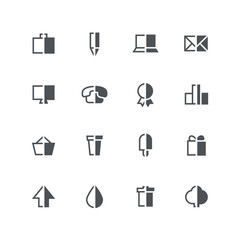 Symmetric vector half colored icons 2 - different grey symbols on the white background