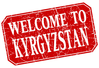 welcome to Kyrgyzstan red square grunge stamp