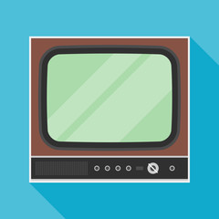 television icon with long shadow. flat style vector illustration
