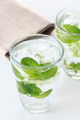 Flavor water with mint leaf