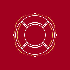 Lifebuoy, Marine Emblem with Lifebelt, Line Style Design, Logo Design Element, Vector Illustration