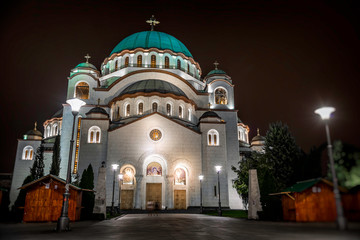 Fototapeta na wymiar St. Sava Cathedral at night. Belgrade, Serbia