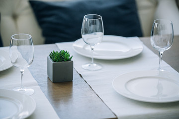 table setting, restaurant interior
