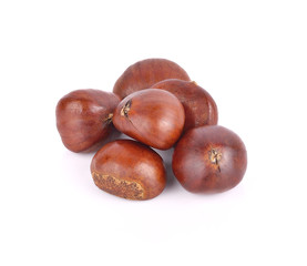 Fresh chestnuts isolated on white