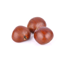 Fresh chestnuts isolated on white