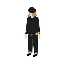 Isometric woman fireman