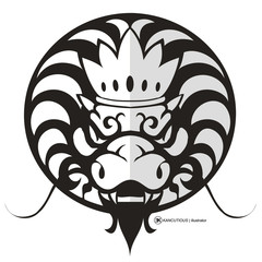 Tribal Dragon Head isolated white background