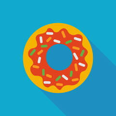 donut icon with long shadow. flat style vector illustration