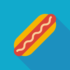 hot dog icon with long shadow. flat style vector illustration