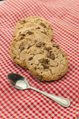 Stack of Chocolate chip cookies with spoon