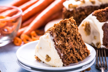 Slice of carrot cake, view from above