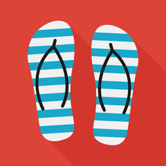beach slippers icon with long shadow. flat style vector illustration