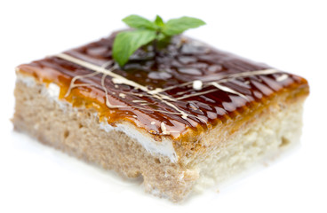 Tree milk cake called trilece isolated on white background. 