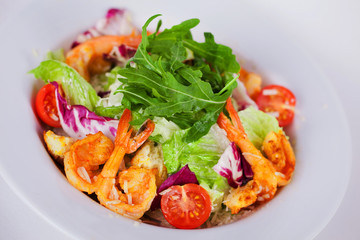 food for the restaurant Caesar salad with shrimps