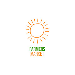 Fototapeta premium Farmers market logo with doodle sun