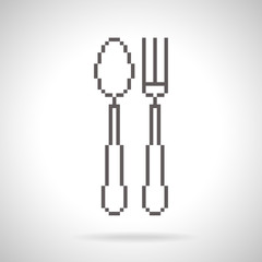 Spoon and fork icon, pixel art style