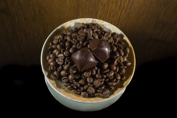 Coffee beans and chocolate 