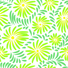 Abstract cartoon vector floral seamless background