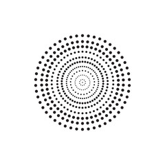 Abstraction from the black dots on a white background. A circle.