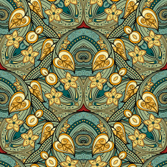 Vector Seamless Colored Ornate Pattern