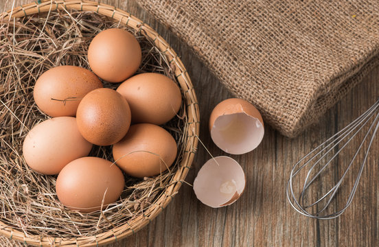 fresh egg in basket