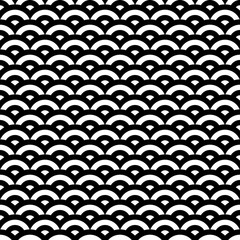 Black and white retro style pattern, seamless illustration