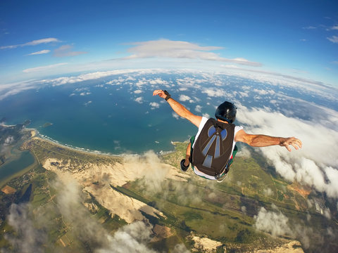 Skydiving over the beach, Imbituba Santa Catarina, Brazil