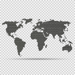 Fototapeta na wymiar World map in dots on isolated background