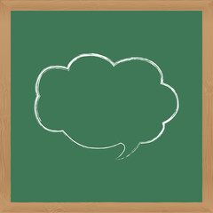 Flat vector icon. Chalk on a blackboard. Speech bubble.