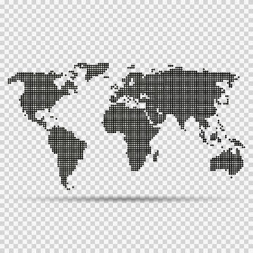 World map in dots on isolated background