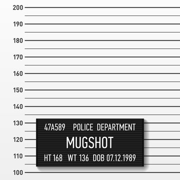 Police mugshot. Add a photo. Centimeters.