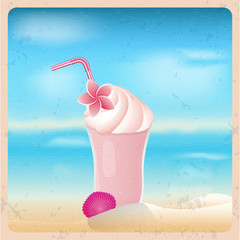 Retro summer template postet with milkshake.