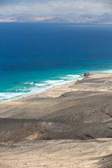Cofete beach, view from Jandia peninsula, Fuerteventura, Canary Islands, Spain
