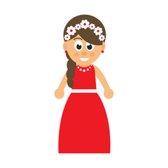 cartoon girl in red dress